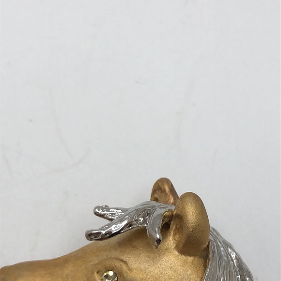 Vintage gold plated and silver tone stylised horses head horse brooch - Picture 9 of 9